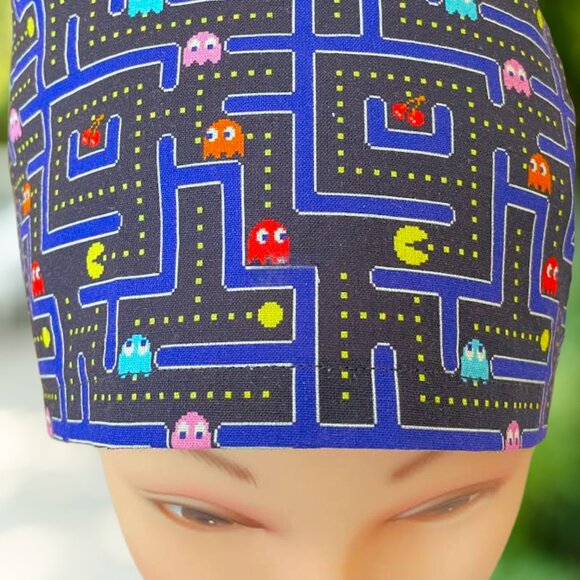 PREMIUM Pac Man Retro Game~ Euro Style Scrub Cap, Unisex Nurse Cap, CNA, MP, MD. - Picture 2 of 4